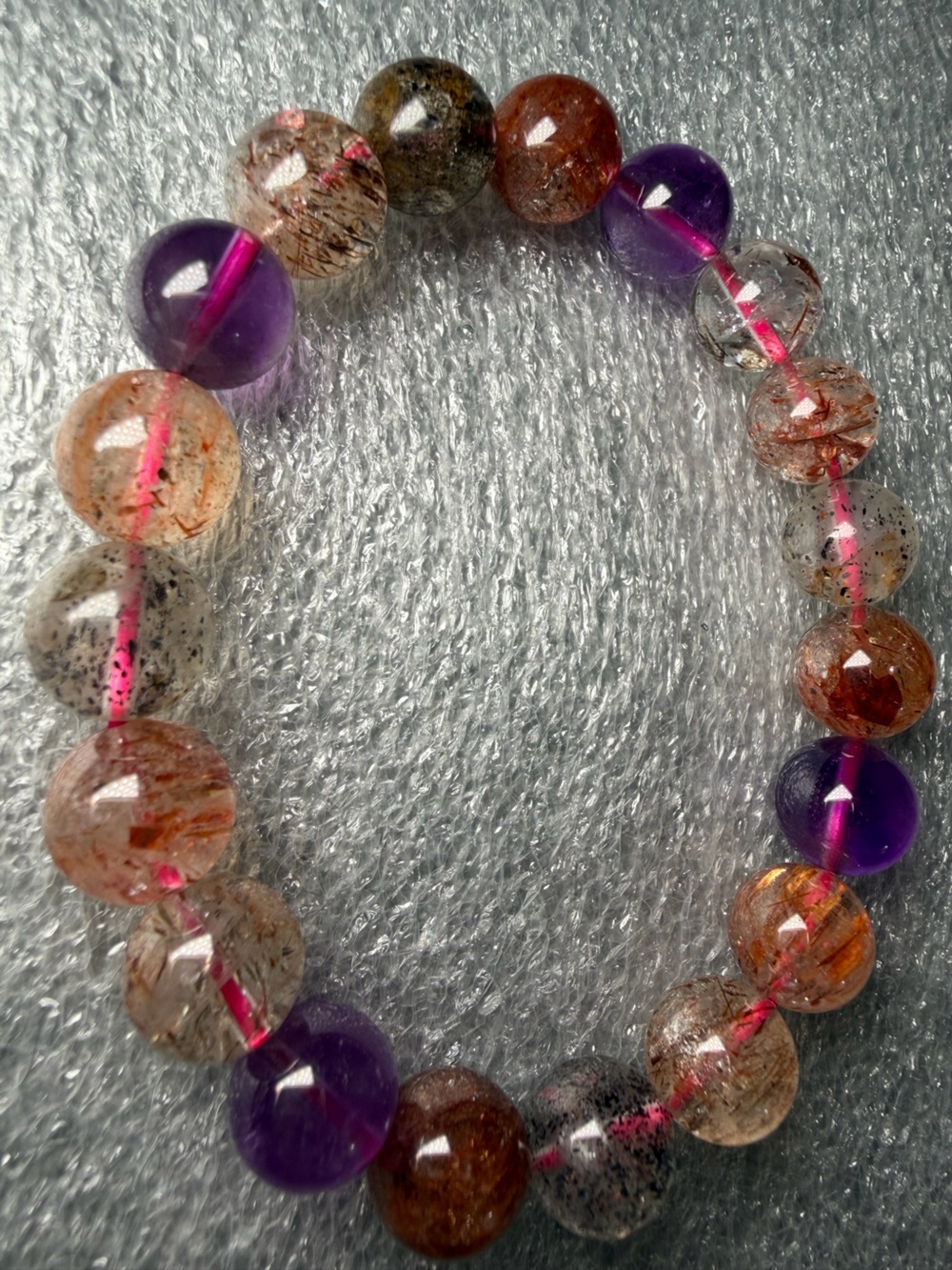Gorgeous 10MM Super Seven Natural Crystal Bracelet